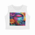 Front View - Karma — Crop Tank Top White