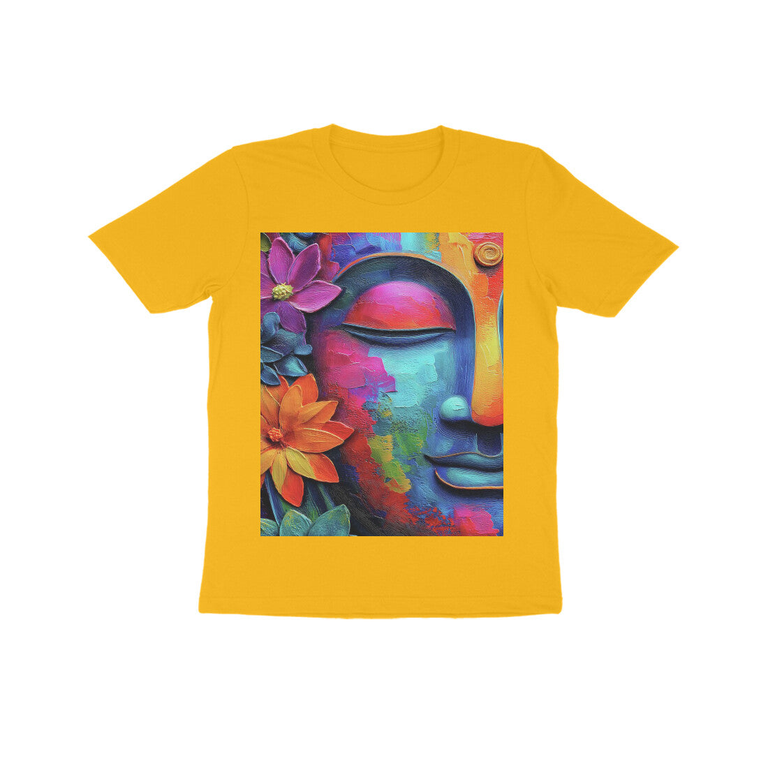 Front View - Karma — Kids Tee Golden Yellow