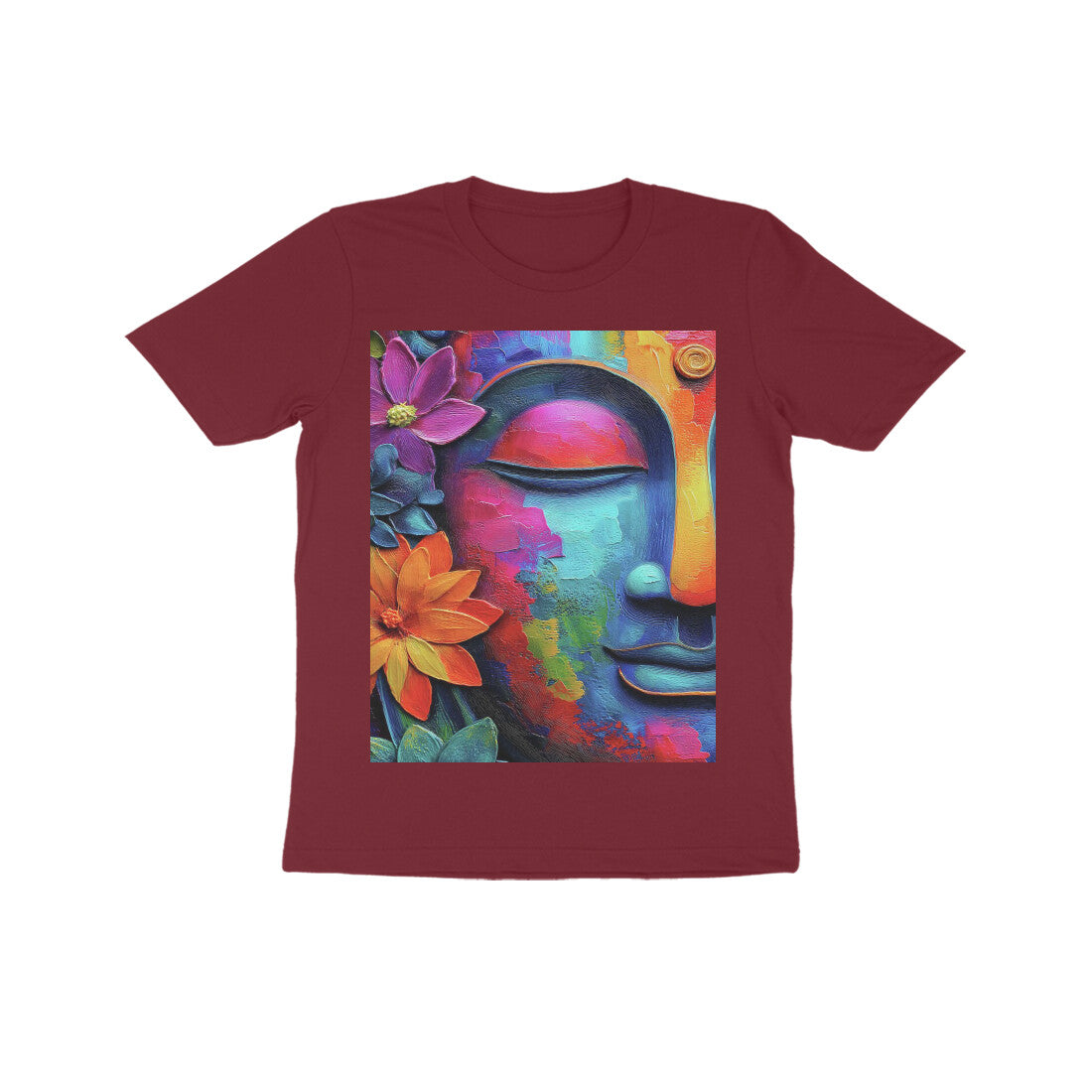 Front View - Karma — Kids Tee Maroon