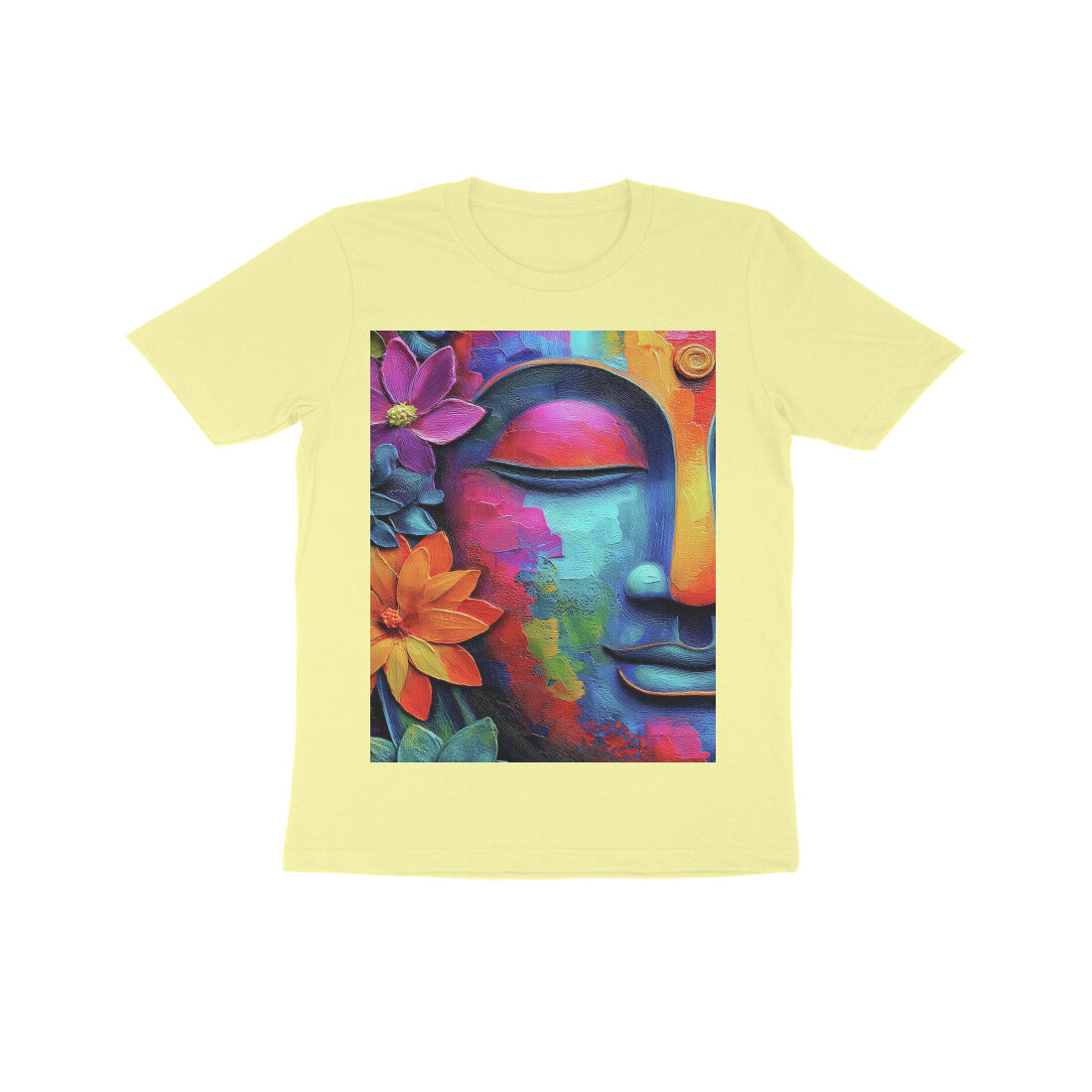 Front View - Karma — Kids Tee Butter Yellow