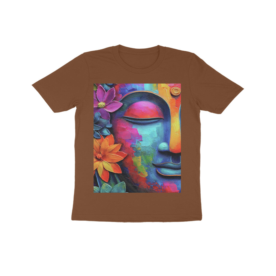 Front View - Karma — Kids Tee Coffee Brown