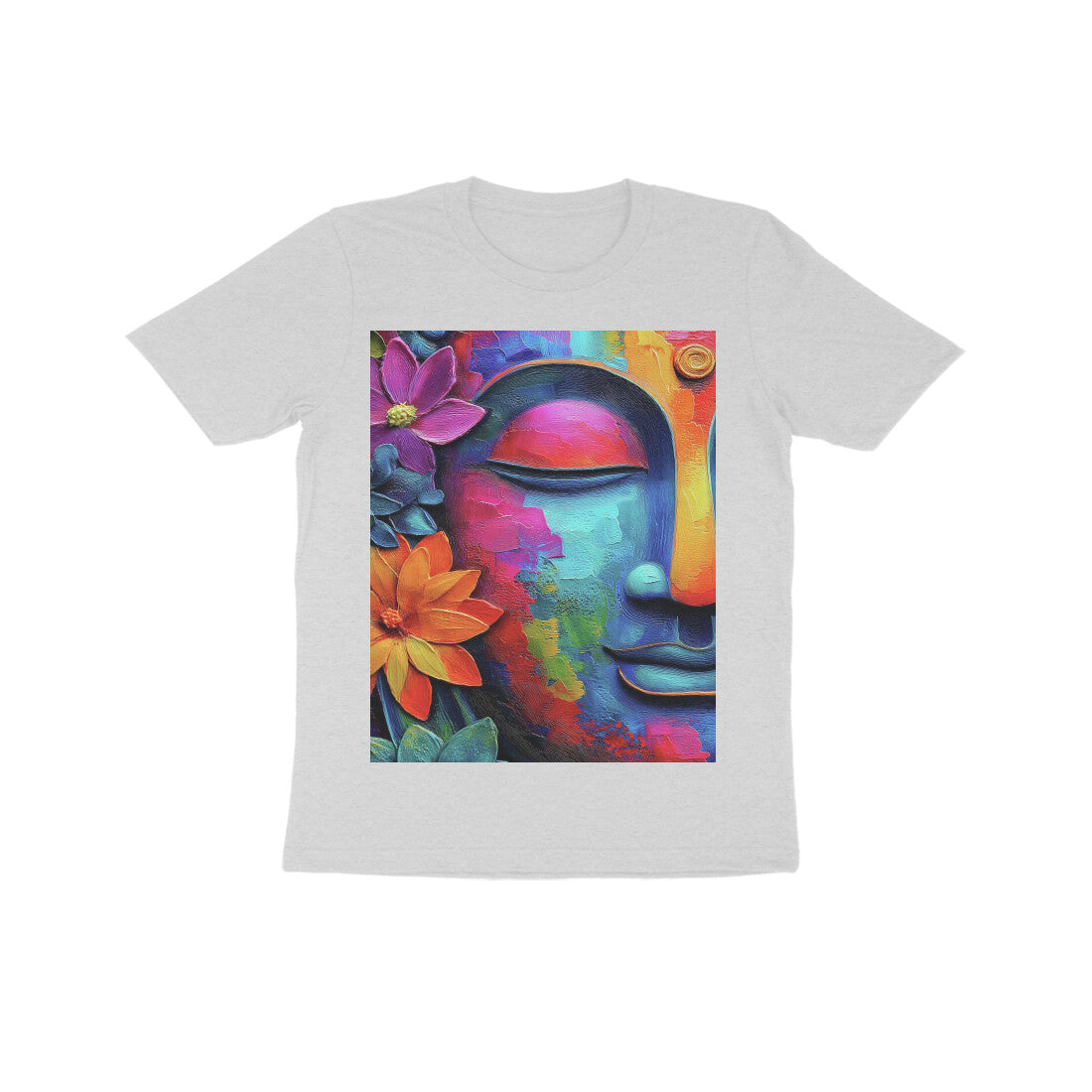 Front View - Karma — Kids Tee Melange Grey