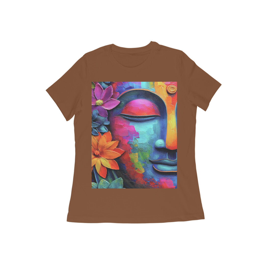 Front View - Karma — Women’s Tee Coffee Brown