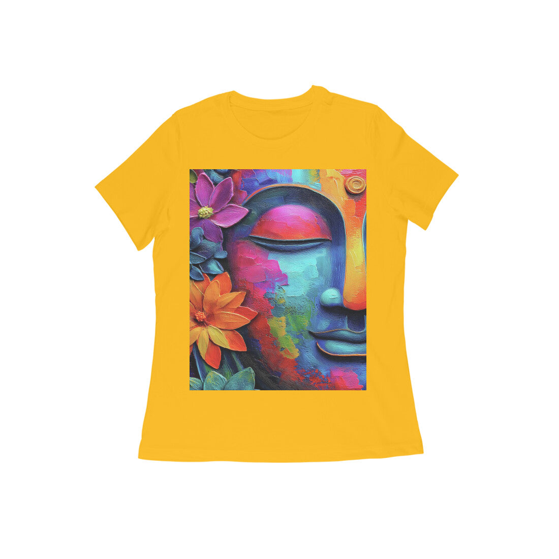 Front View - Karma — Women’s Tee Golden Yellow