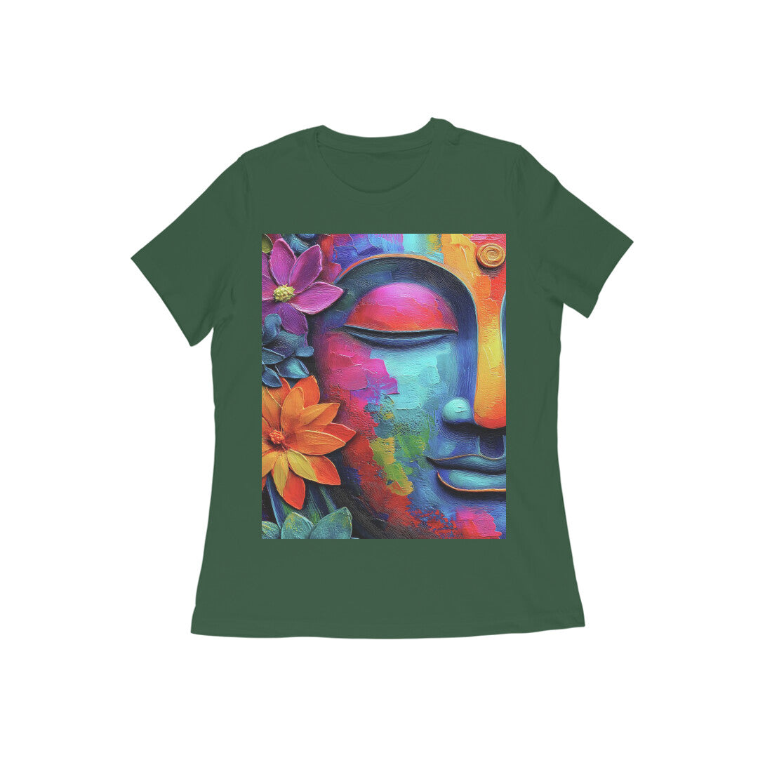 Front View - Karma — Women’s Tee Olive Green