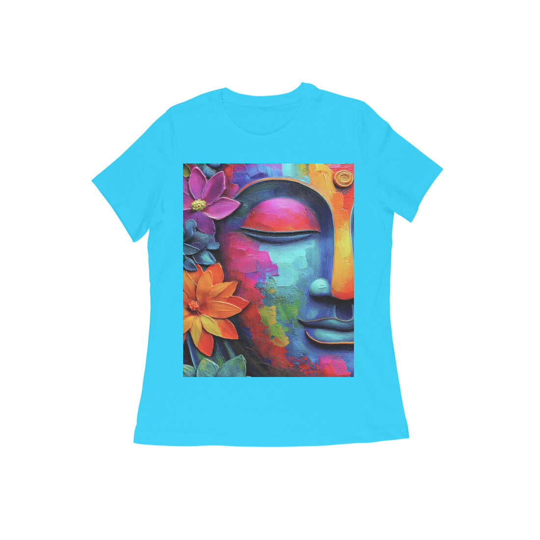 Front View - Karma — Women’s Tee Sky Blue