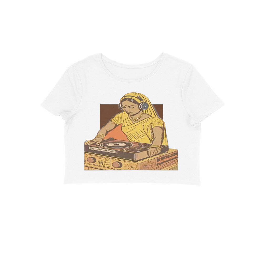 Front View - Desi Beats — Crop Top White