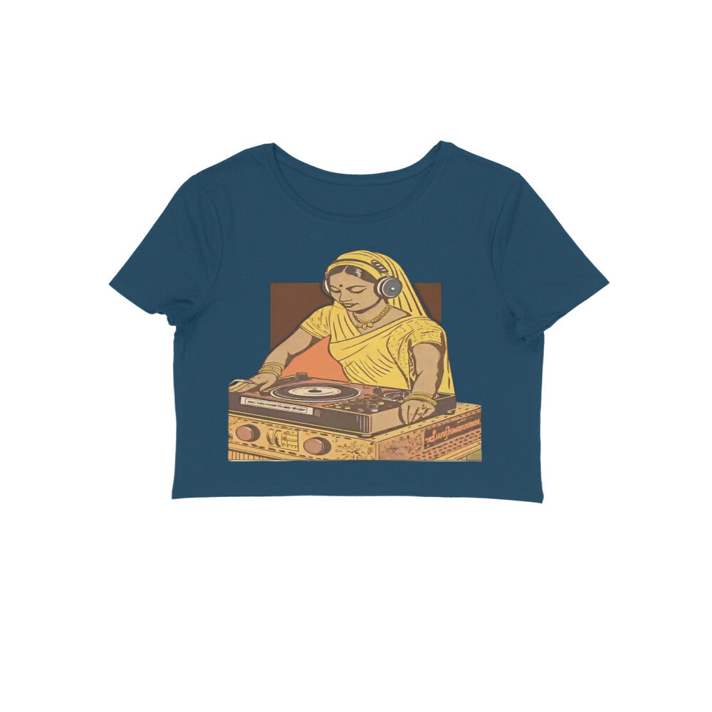 Front View - Desi Beats — Crop Top Navy Blue