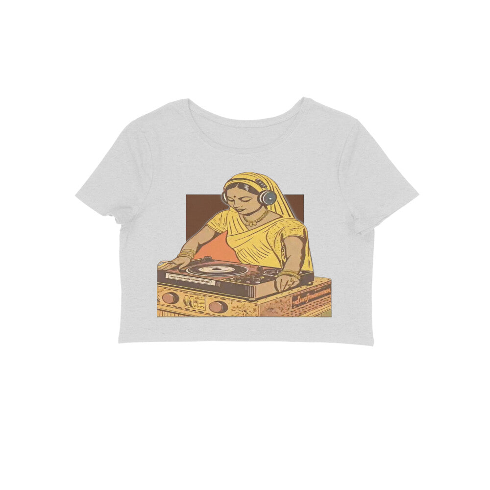 Front View - Desi Beats — Crop Top Melange Grey