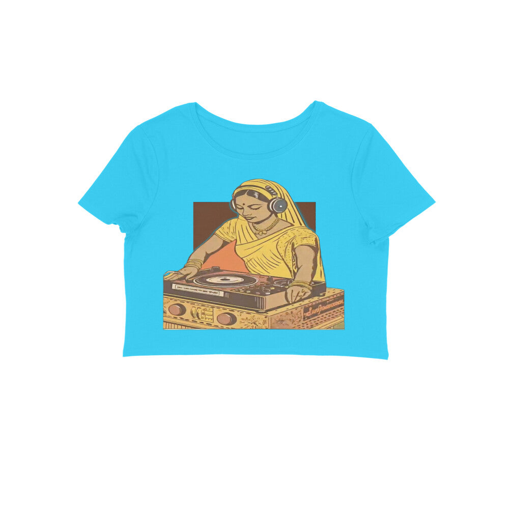 Front View - Desi Beats — Crop Top Sky Blue