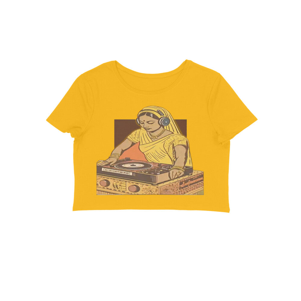 Front View - Desi Beats — Crop Top Golden Yellow