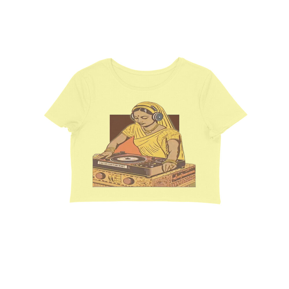 Front View - Desi Beats — Crop Top Butter Yellow