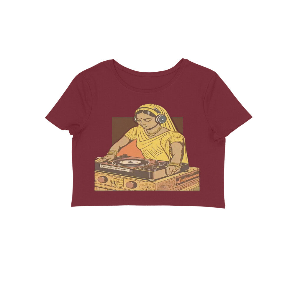 Front View - Desi Beats — Crop Top Maroon