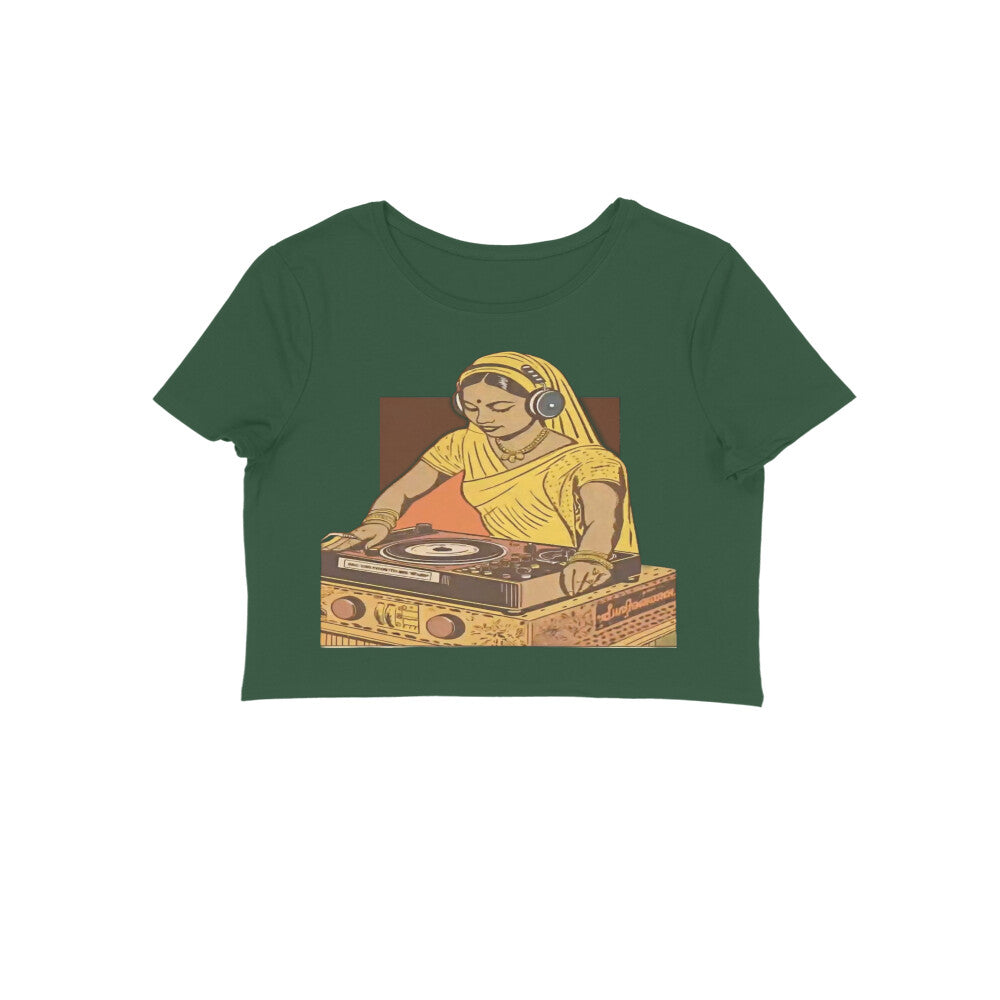 Front View - Desi Beats — Crop Top Olive Green