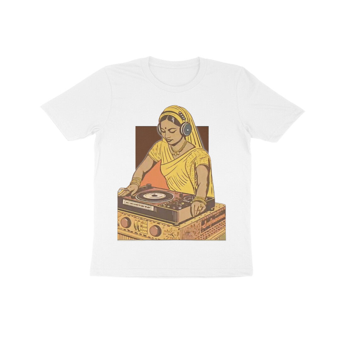 Front View - Desi Beats — Kids Tee White