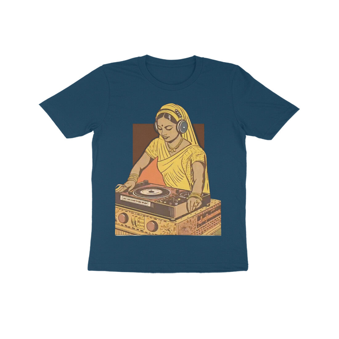 Front View - Desi Beats — Kids Tee Navy Blue