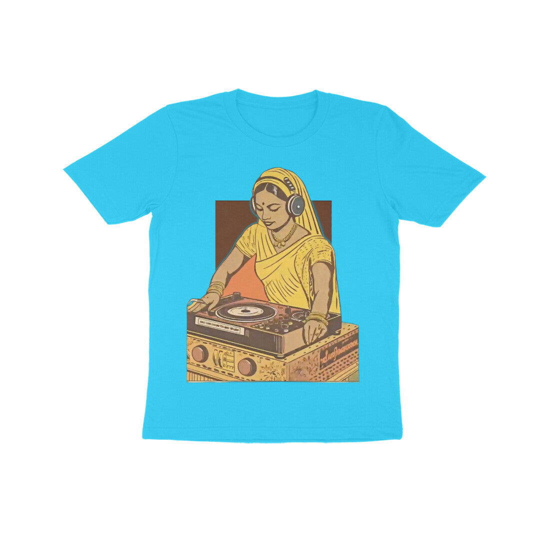 Front View - Desi Beats — Kids Tee Sky Blue