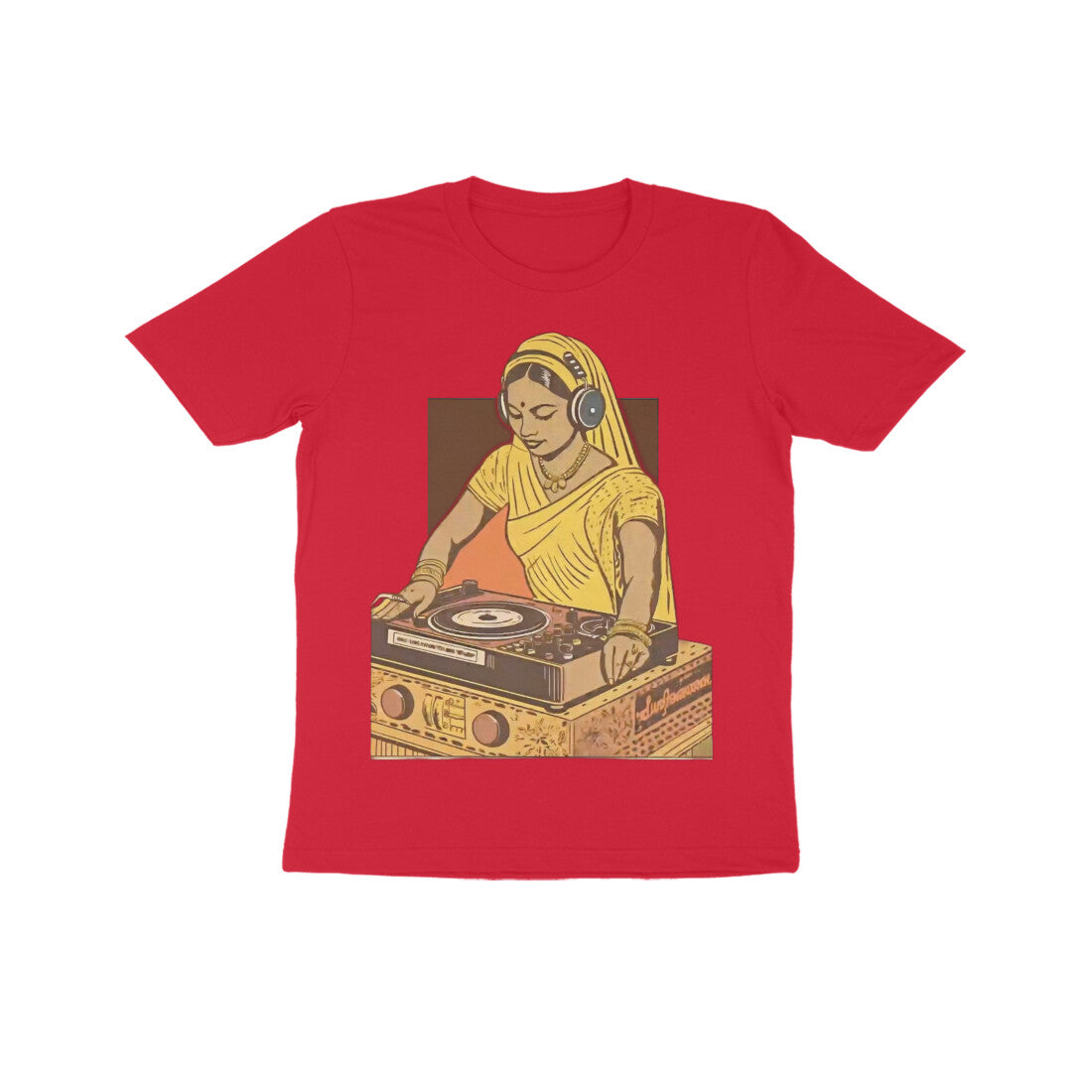 Front View - Desi Beats — Kids Tee Red