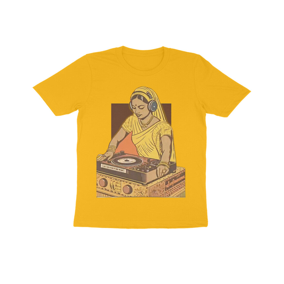 Front View - Desi Beats — Kids Tee Golden Yellow