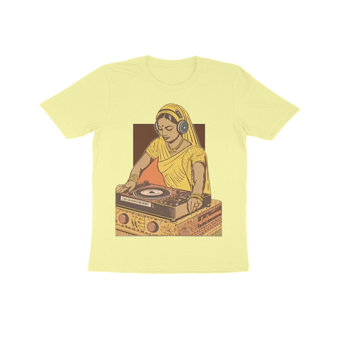 Front View - Desi Beats — Kids Tee Butter Yellow