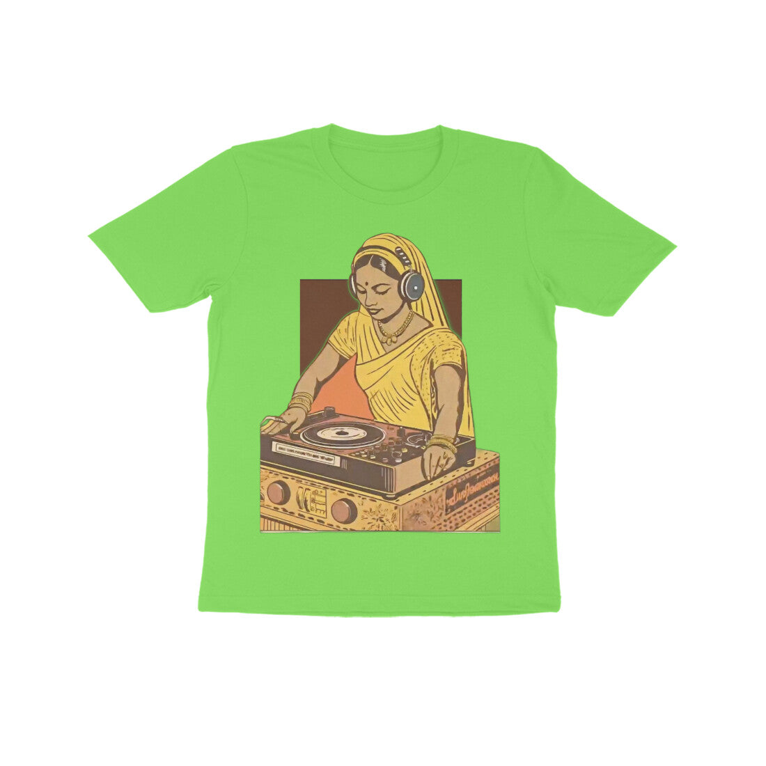 Front View - Desi Beats — Kids Tee Liril Green