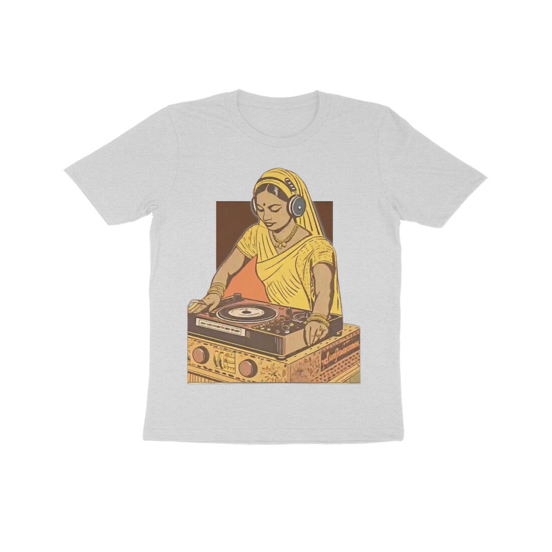 Front View - Desi Beats — Kids Tee Melange Grey
