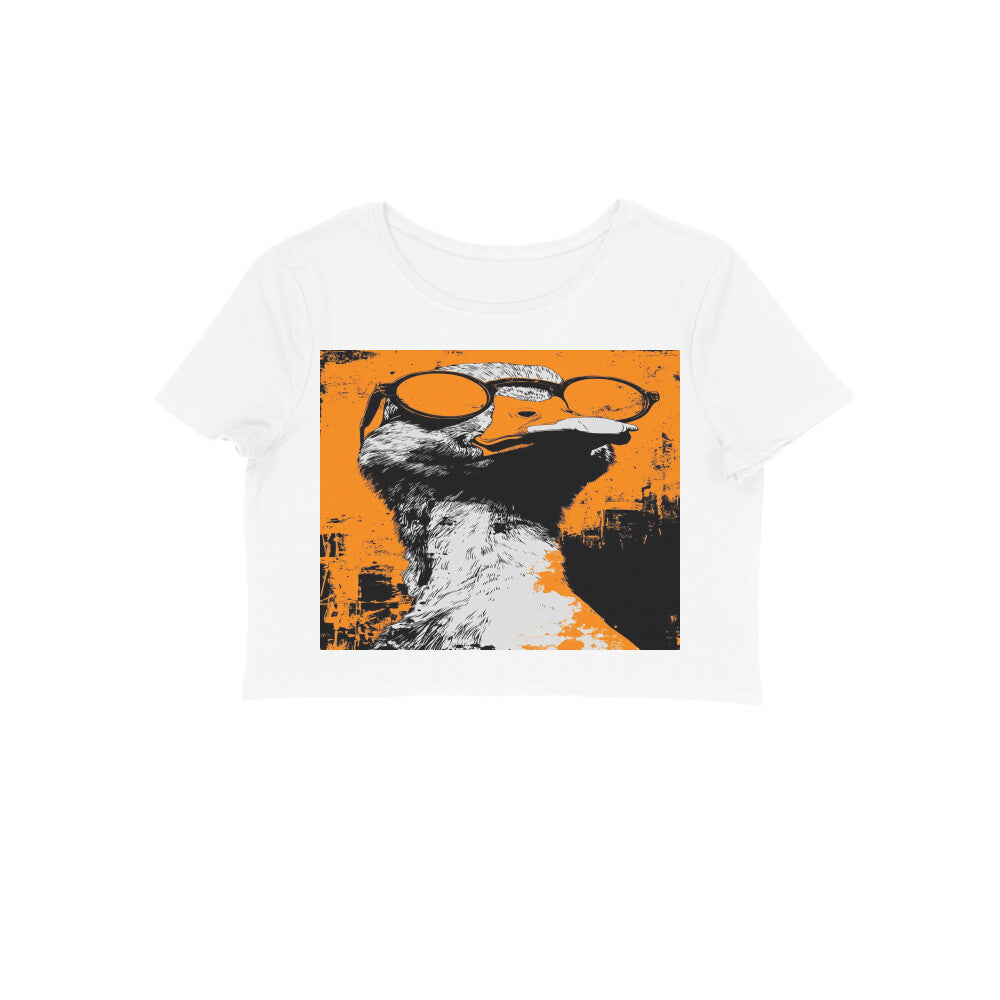 Front View - Quack — Crop Top White