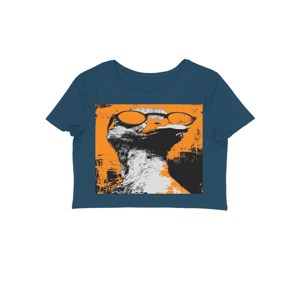 Front View - Quack — Crop Top Navy Blue