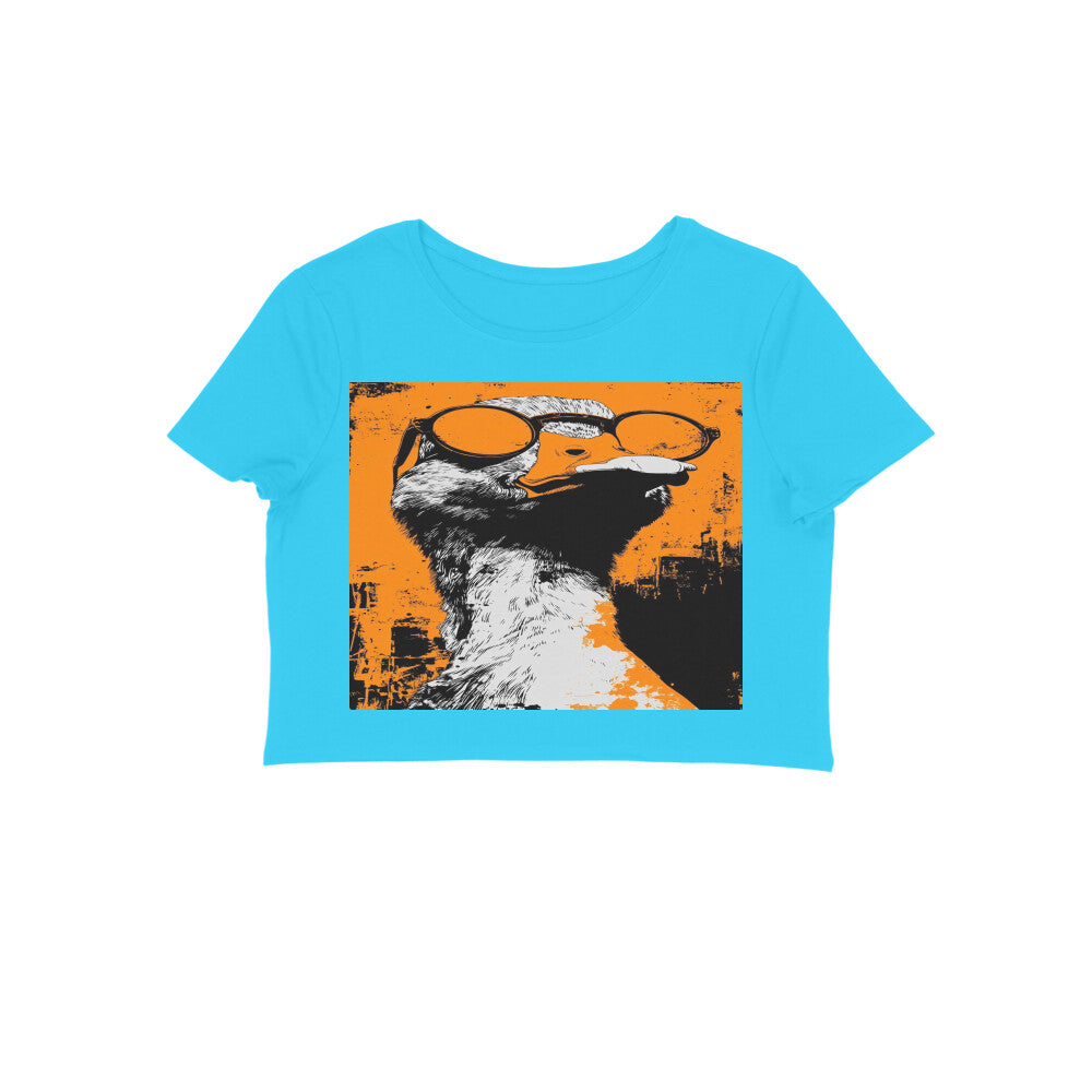 Front View - Quack — Crop Top Sky Blue