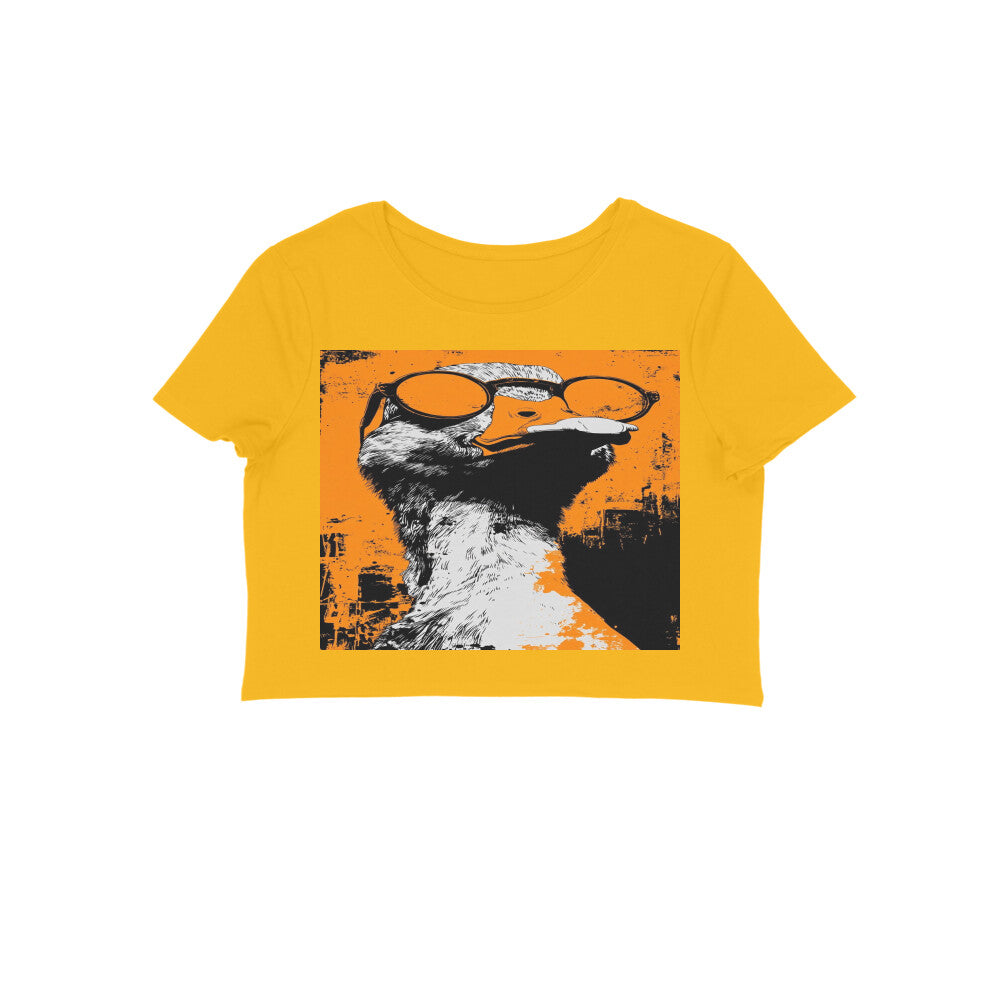 Front View - Quack — Crop Top Golden Yellow
