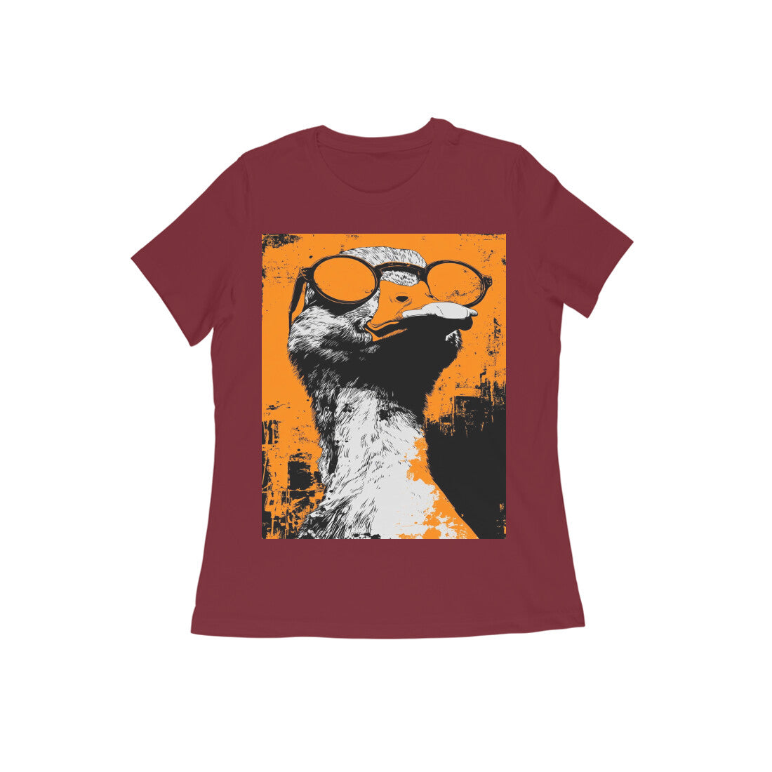 Front View - Quack — Women’s Tee Maroon