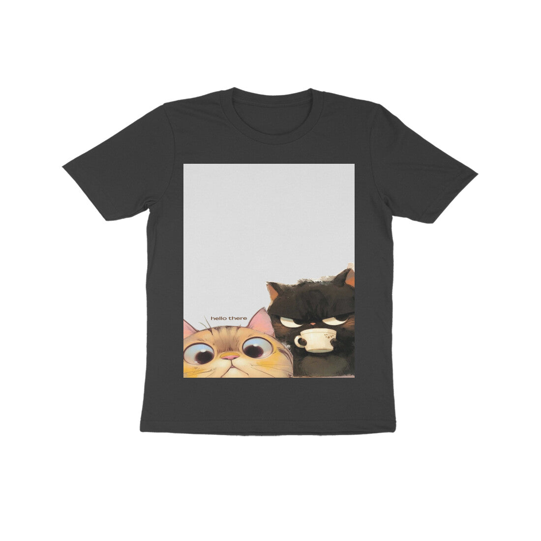 Front View - Feline Friends — Kids Tee Black