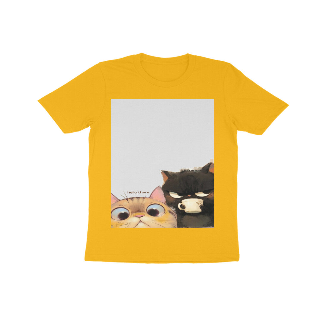 Front View - Feline Friends — Kids Tee Golden Yellow