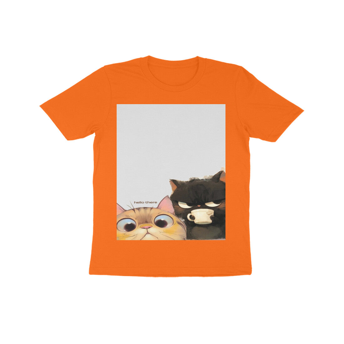 Front View - Feline Friends — Kids Tee Orange