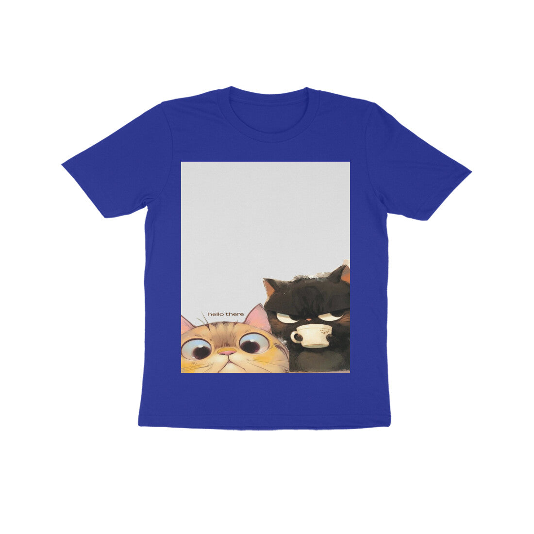 Front View - Feline Friends — Kids Tee Royal Blue