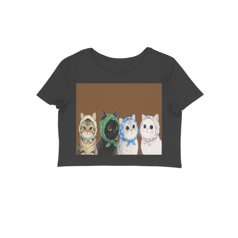 Front View - Whisker Buddies — Crop Top Black