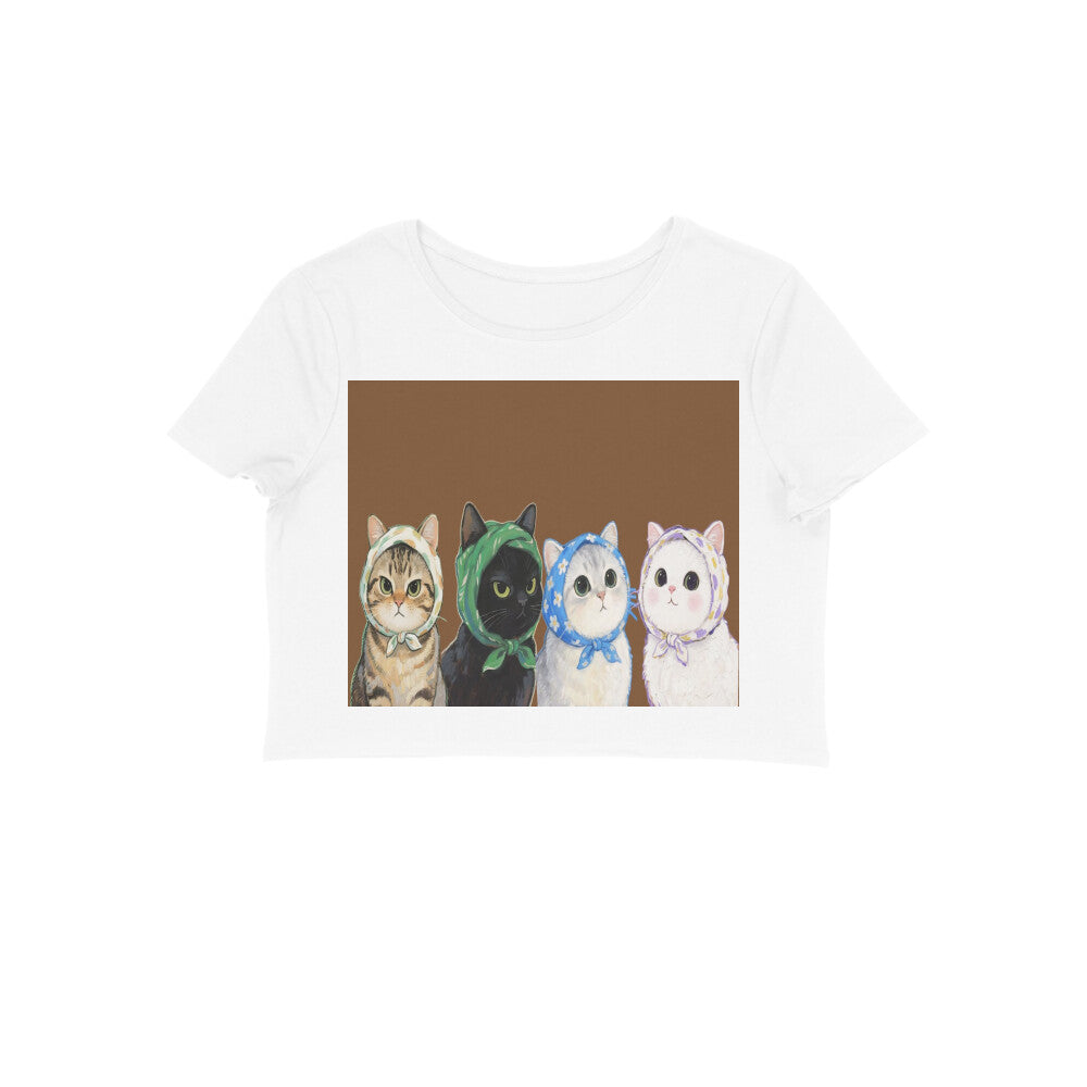 Front View - Whisker Buddies — Crop Top White