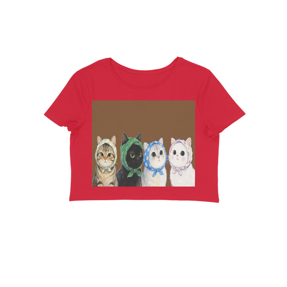 Front View - Whisker Buddies — Crop Top Red