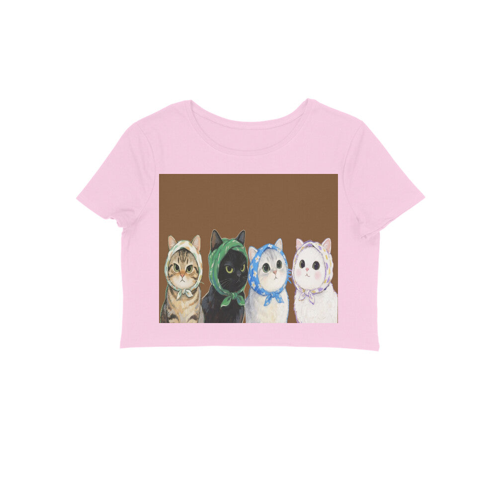 Front View - Whisker Buddies — Crop Top Light Pink