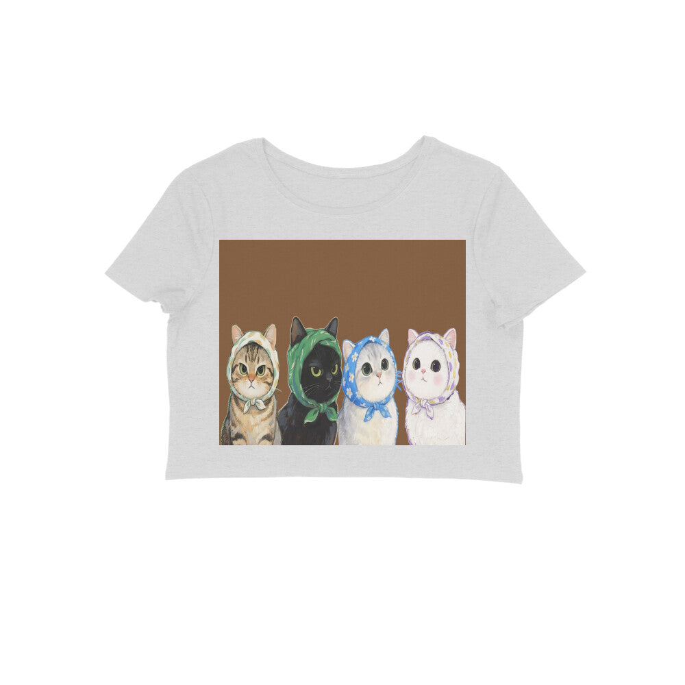 Front View - Whisker Buddies — Crop Top Melange Grey