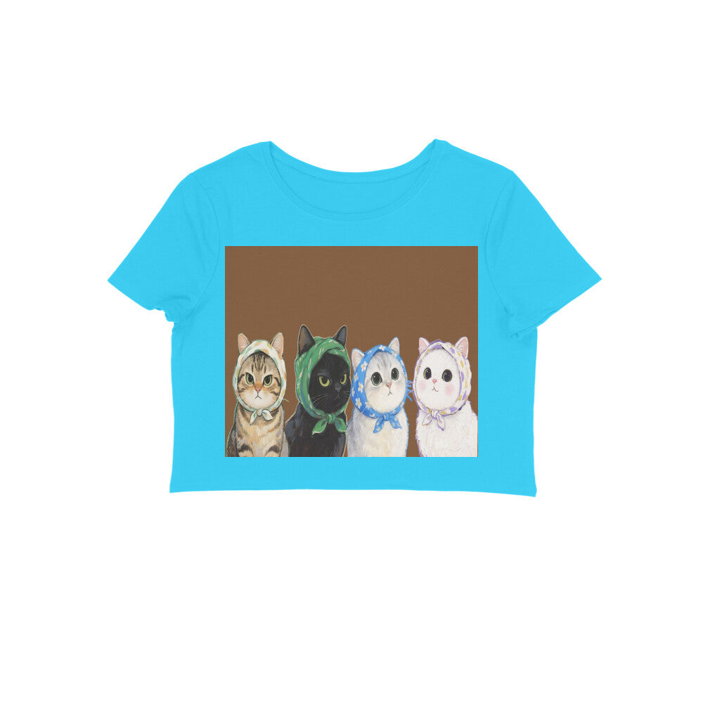 Front View - Whisker Buddies — Crop Top Sky Blue