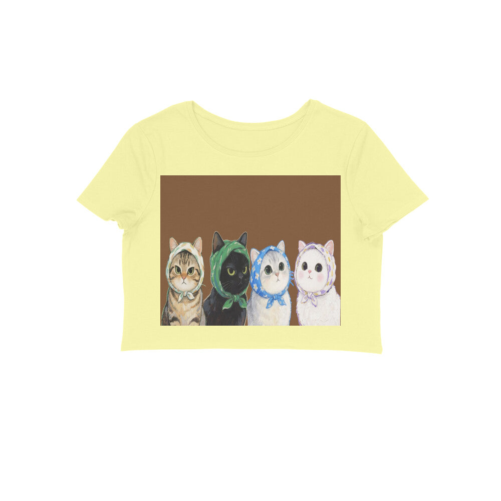 Front View - Whisker Buddies — Crop Top Butter Yellow
