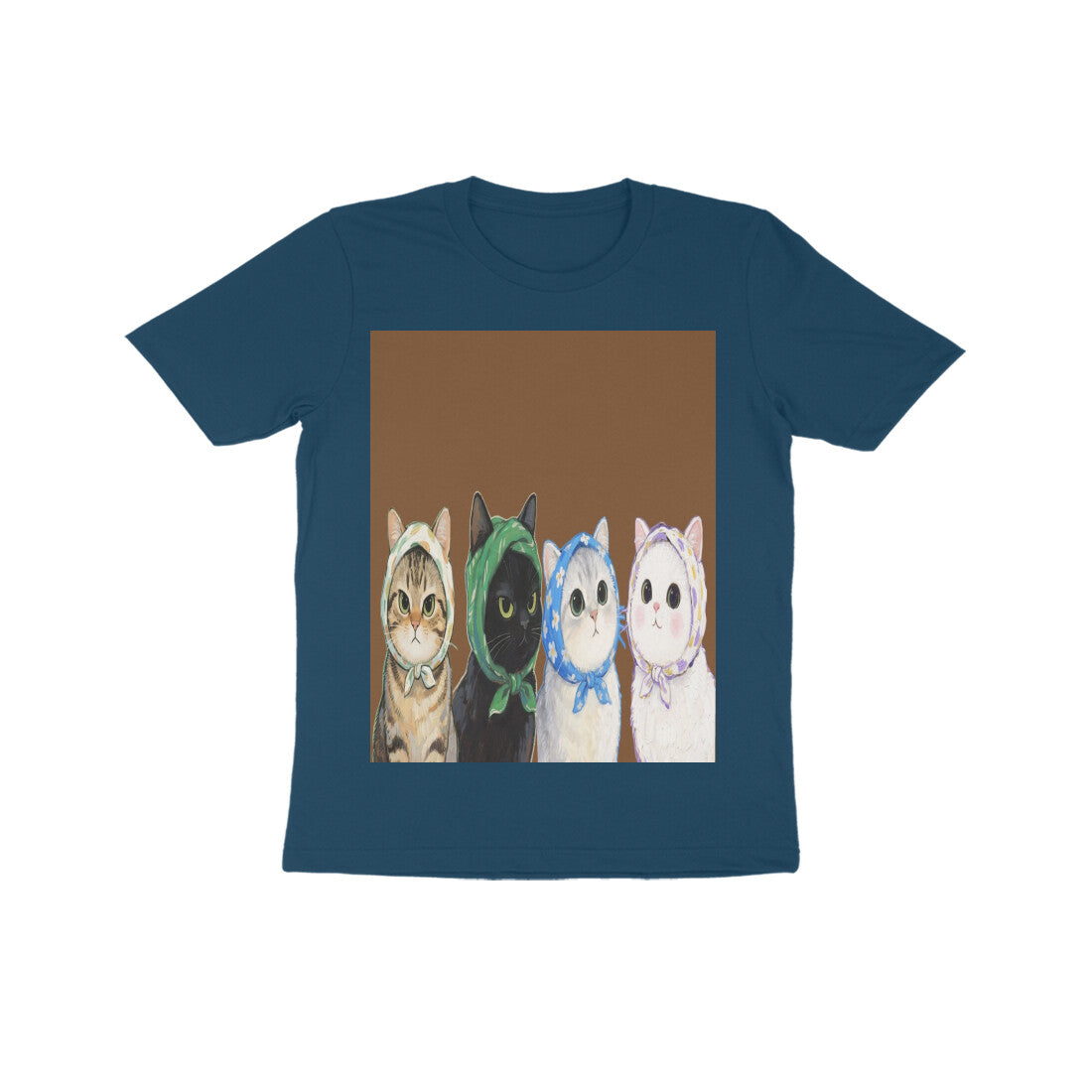 Front View - Whisker Buddies — Kids Tee Navy Blue