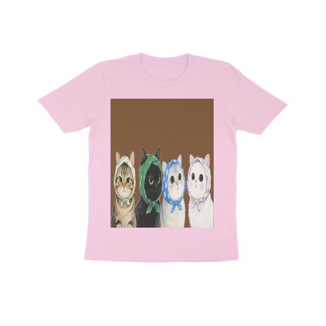 Front View - Whisker Buddies — Kids Tee Light Pink