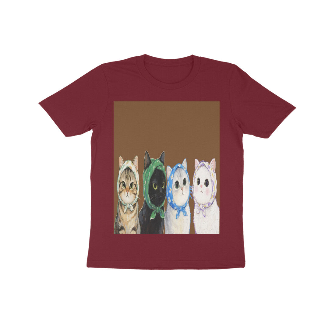 Front View - Whisker Buddies — Kids Tee Maroon