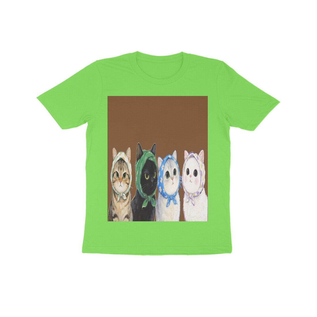 Front View - Whisker Buddies — Kids Tee Liril Green