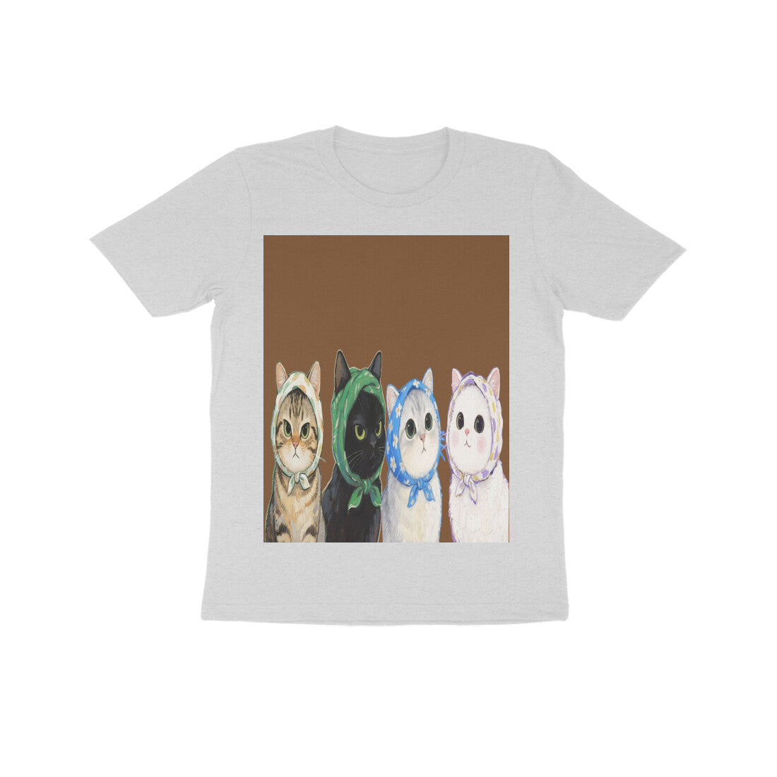 Front View - Whisker Buddies — Kids Tee Melange Grey