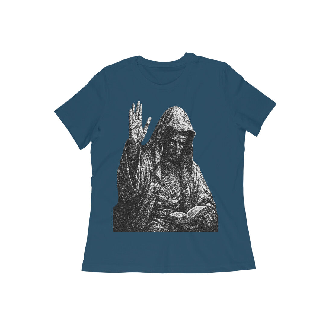 Front View - The Silent Rishi — Women’s Tee Navy Blue