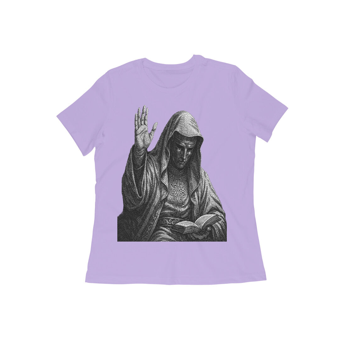 Front View - The Silent Rishi — Women’s Tee Iris Lavender