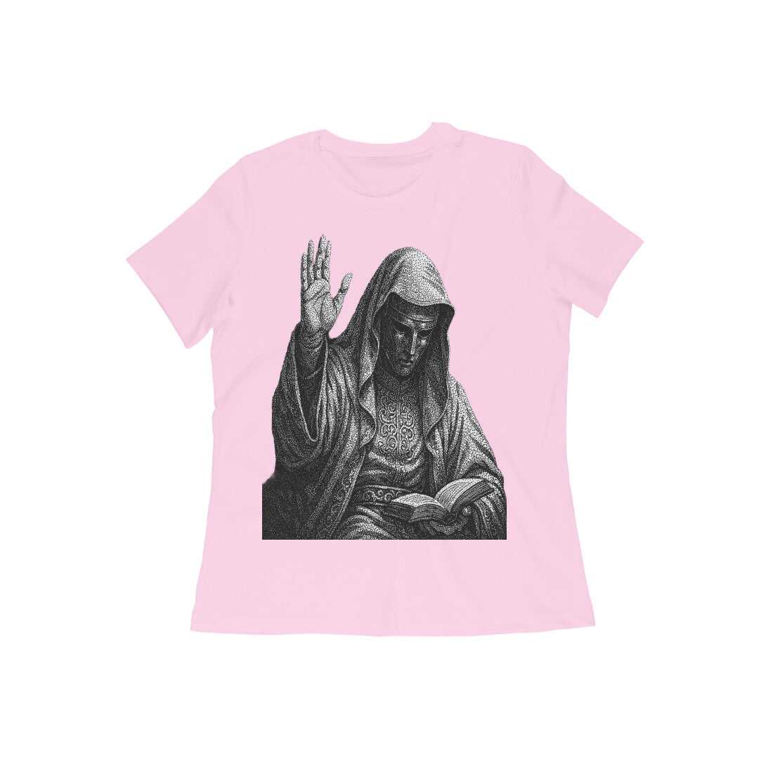 Front View - The Silent Rishi — Women’s Tee Light Pink